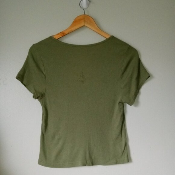 Eye Candy V-Neck Green Crop Top - Picture 3 of 4